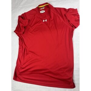Under Armour Mens HeatGear Catalyst Shirt XL Red Loose Fit Short Sleeve Athletic